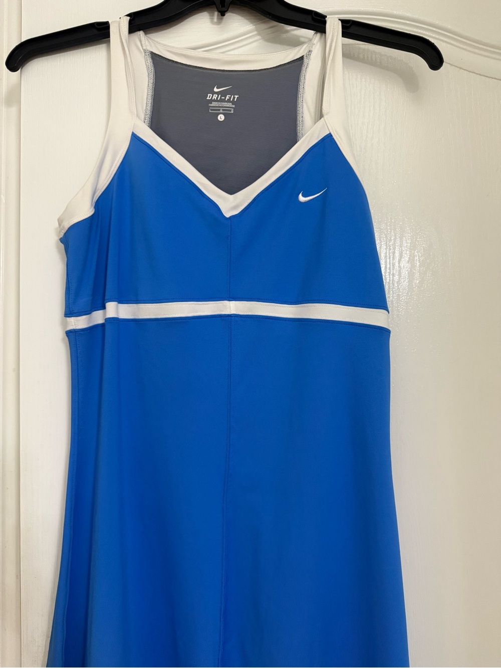 Nike Women’s Blue Dri-FIT One-Piece tennid Dress with White Trim
